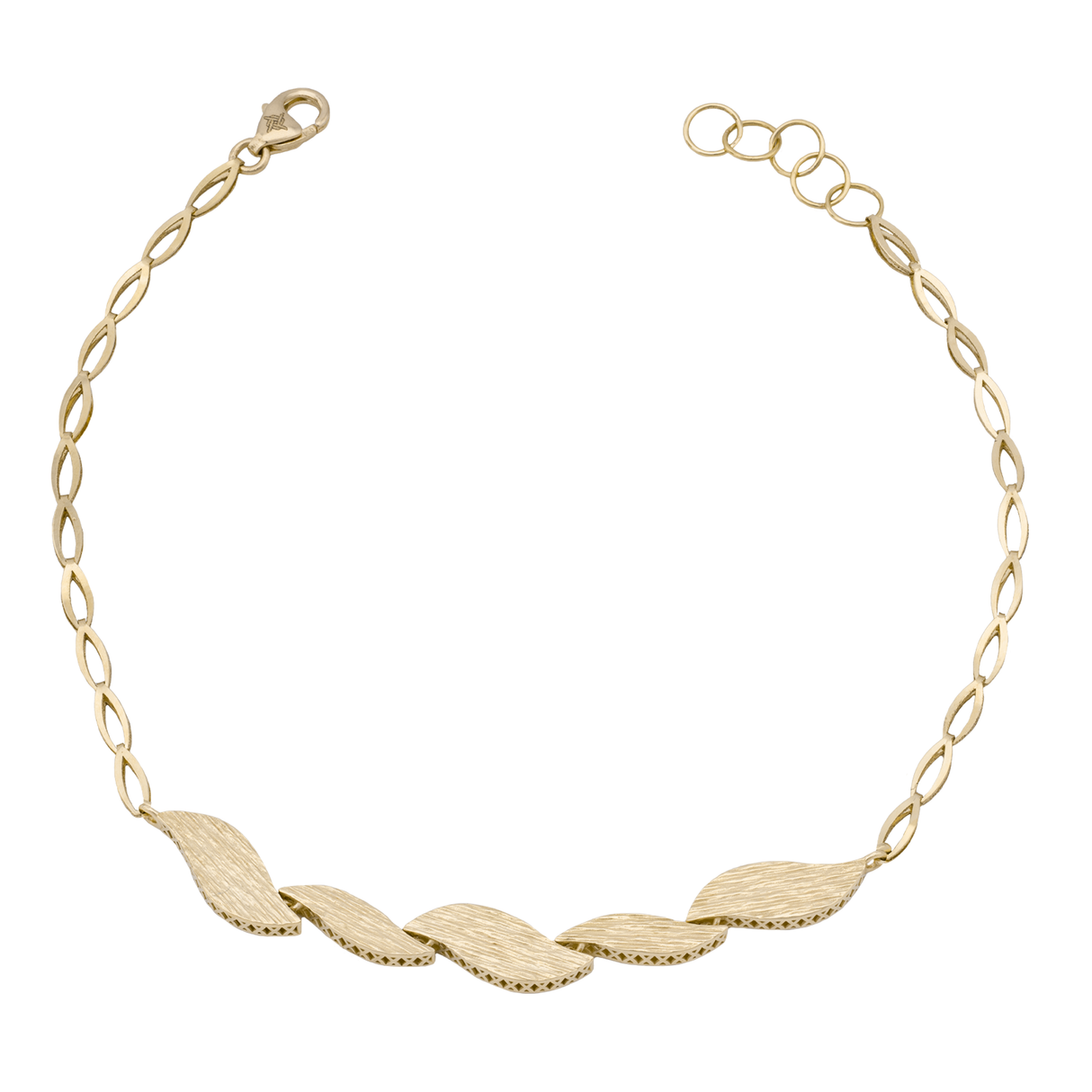 18K Gold Fluid Chain Sequential Leaves Design