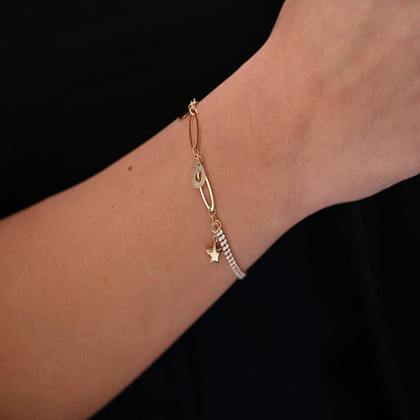 18K GoldKids Bracelet with Star Shaped Charms