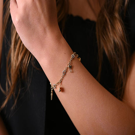 18K Gold Bracelet with Assorted Shape Charms