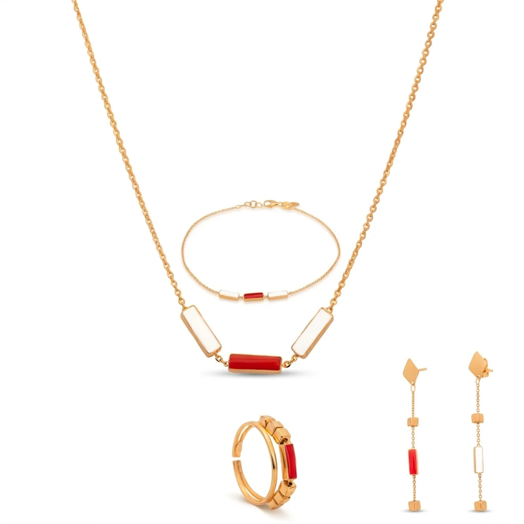 Delicate 18K Gold Rectangular Set