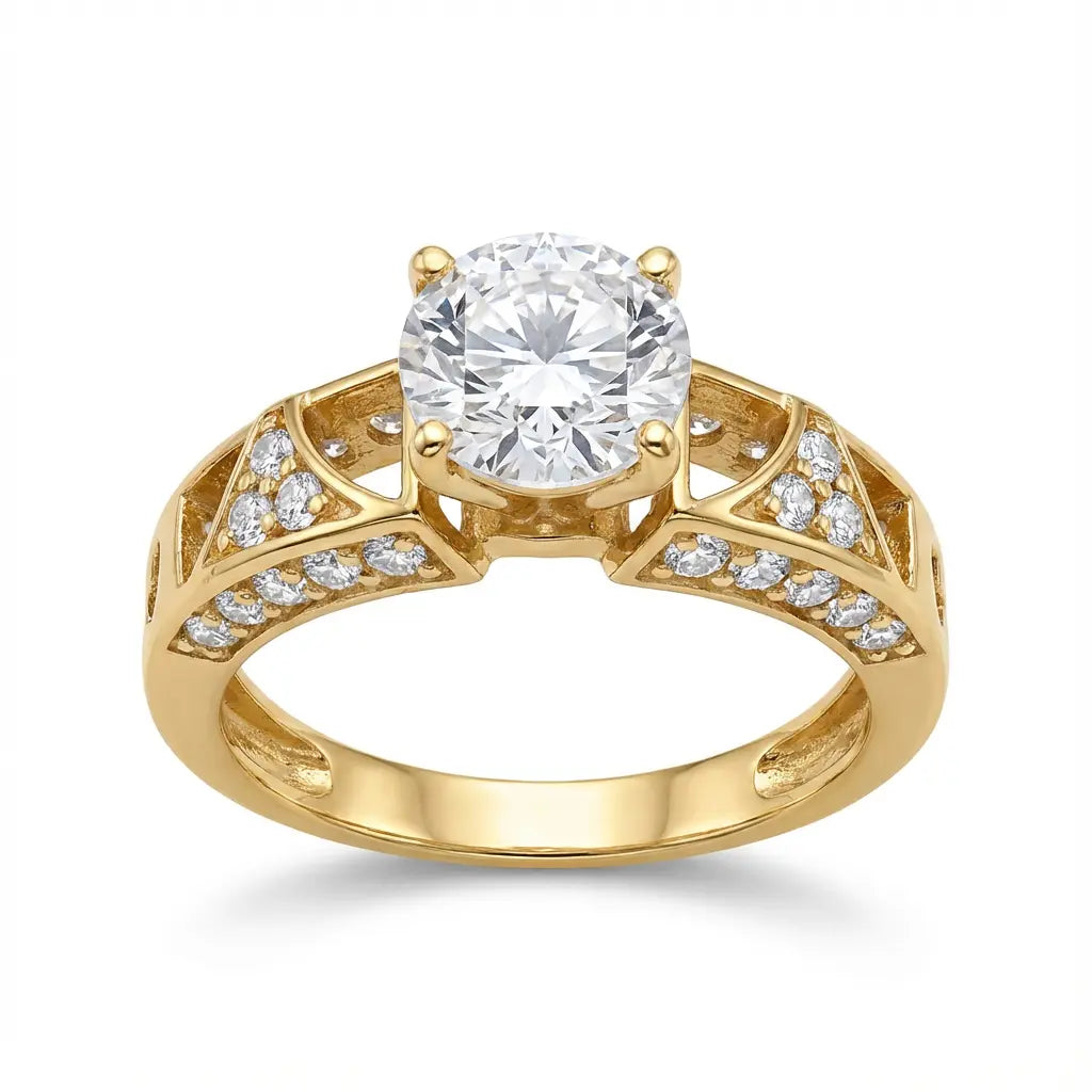 خاتم ذهب عيار 18 بفصوص