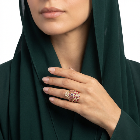 خاتم انجليلتو ذهب عيار 18 بفصوص لامعة