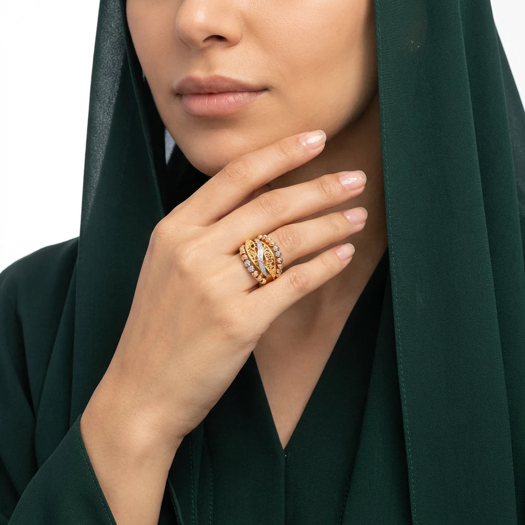 خاتم ذهب عيار 18 أربينا مزخرف