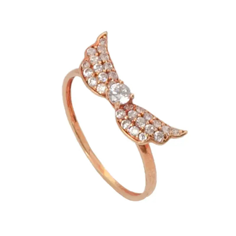 خاتم بابيلون ذهب عيار 18 بجناحين مرصعين