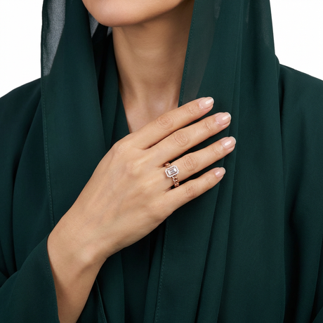 خاتم ذهب عيار 18 جنزير بحجر