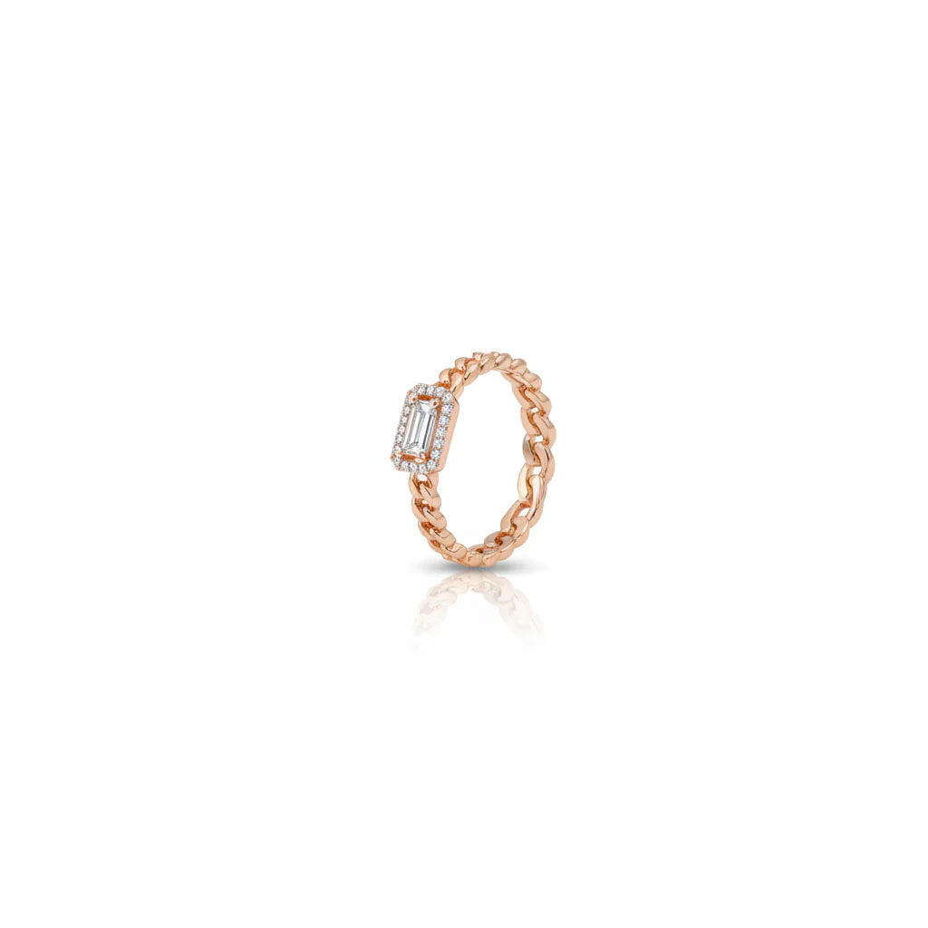 18K Gold Chain Ring with Gemstone