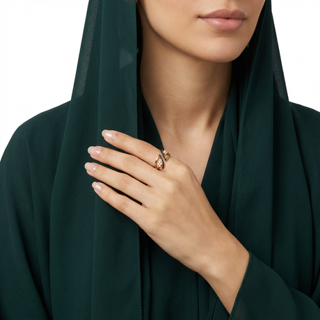 خاتم ذهب عيار 18 مفتوح بتصميم ورقة شجر