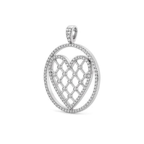 18K White Gold Pendant with Circular Heart Design