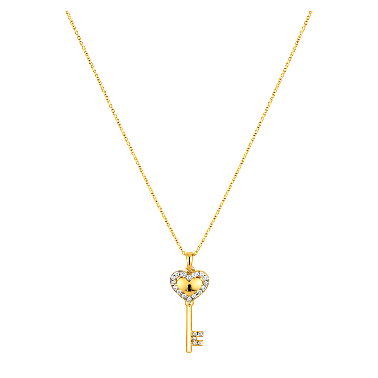 18K Gold Necklace with Key Pendant