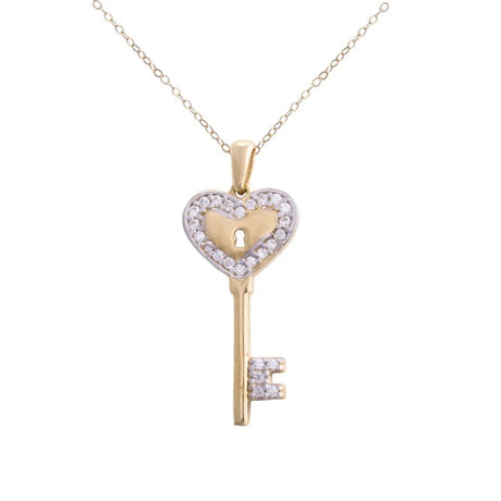 18K Gold Necklace with Key Pendant Design