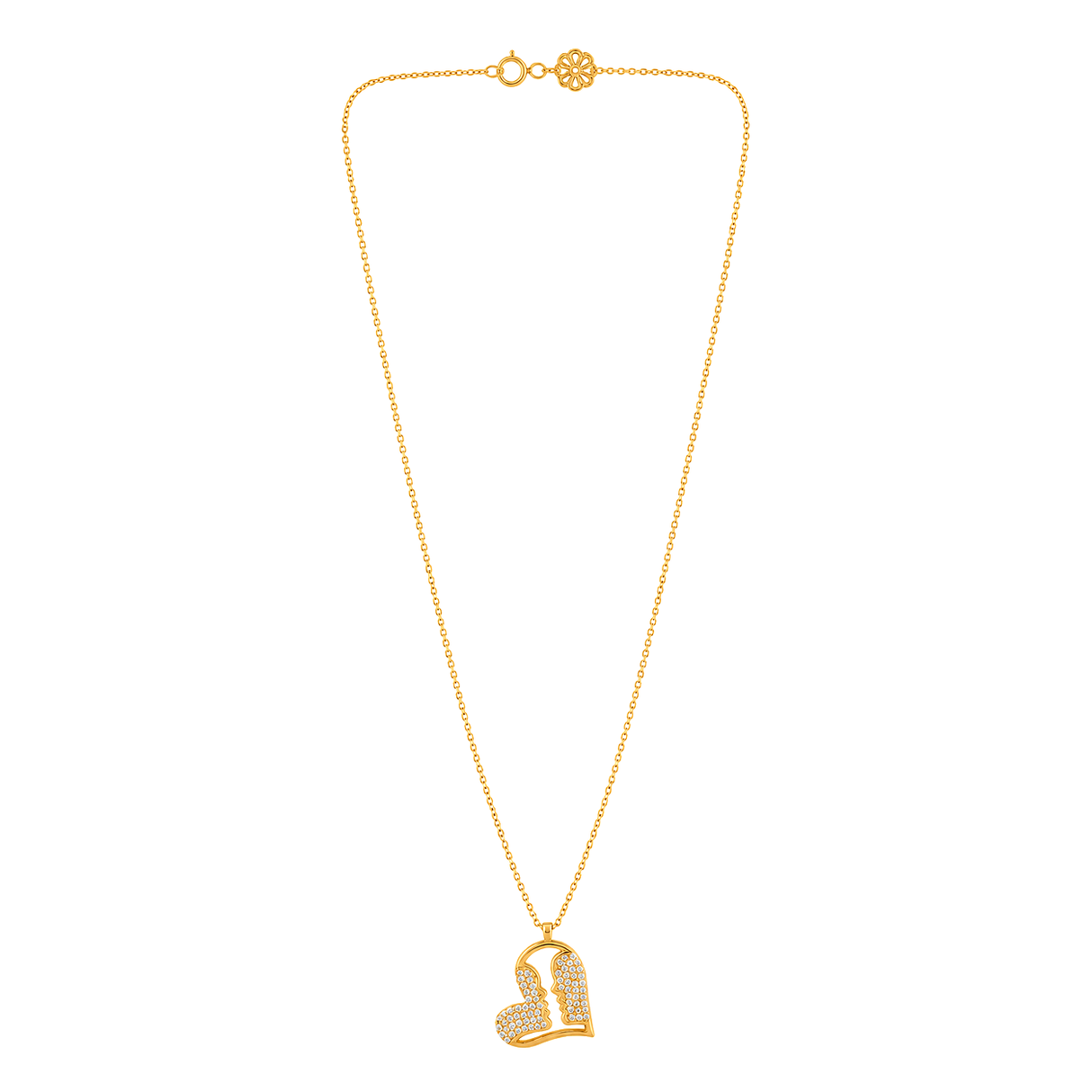 18K Gold Necklace with Curved Heart Pendant