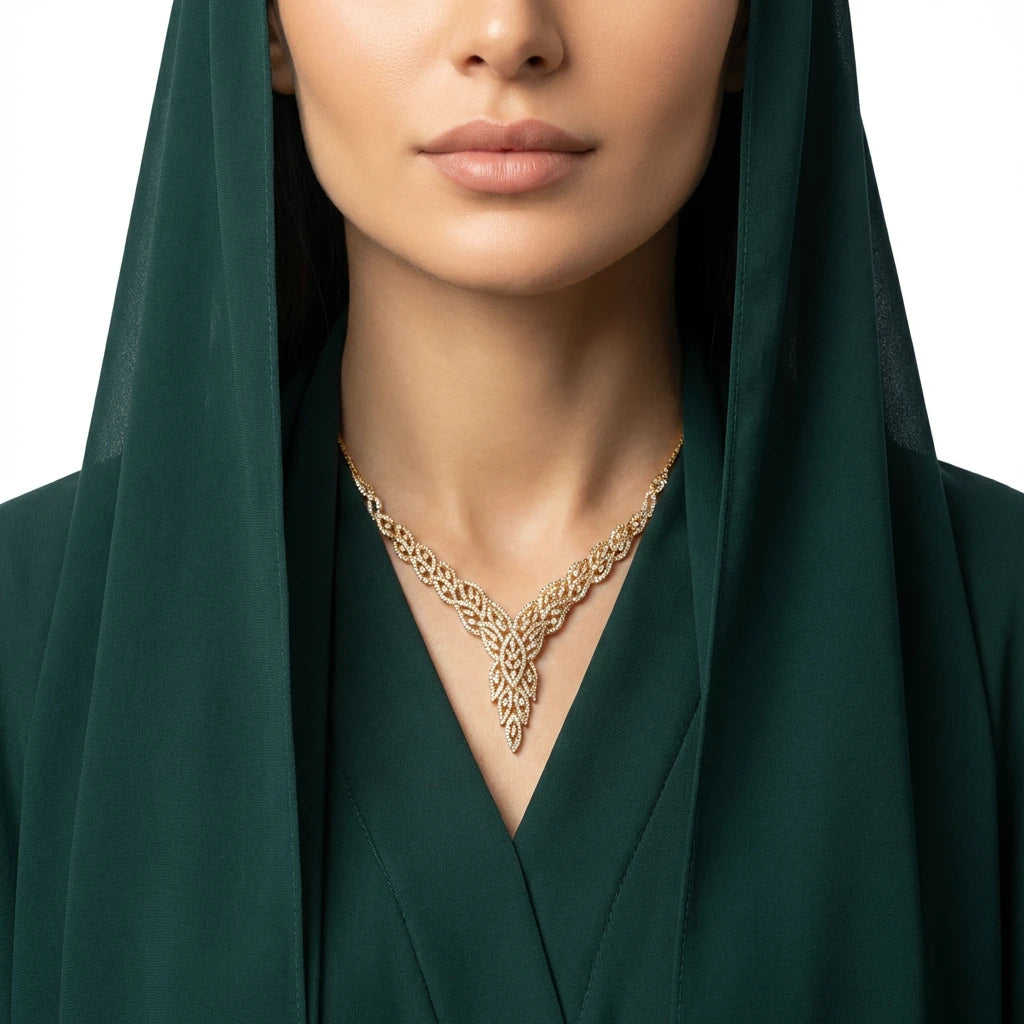 عقد ذهب عيار 18 جوليت بفصوص لامعة