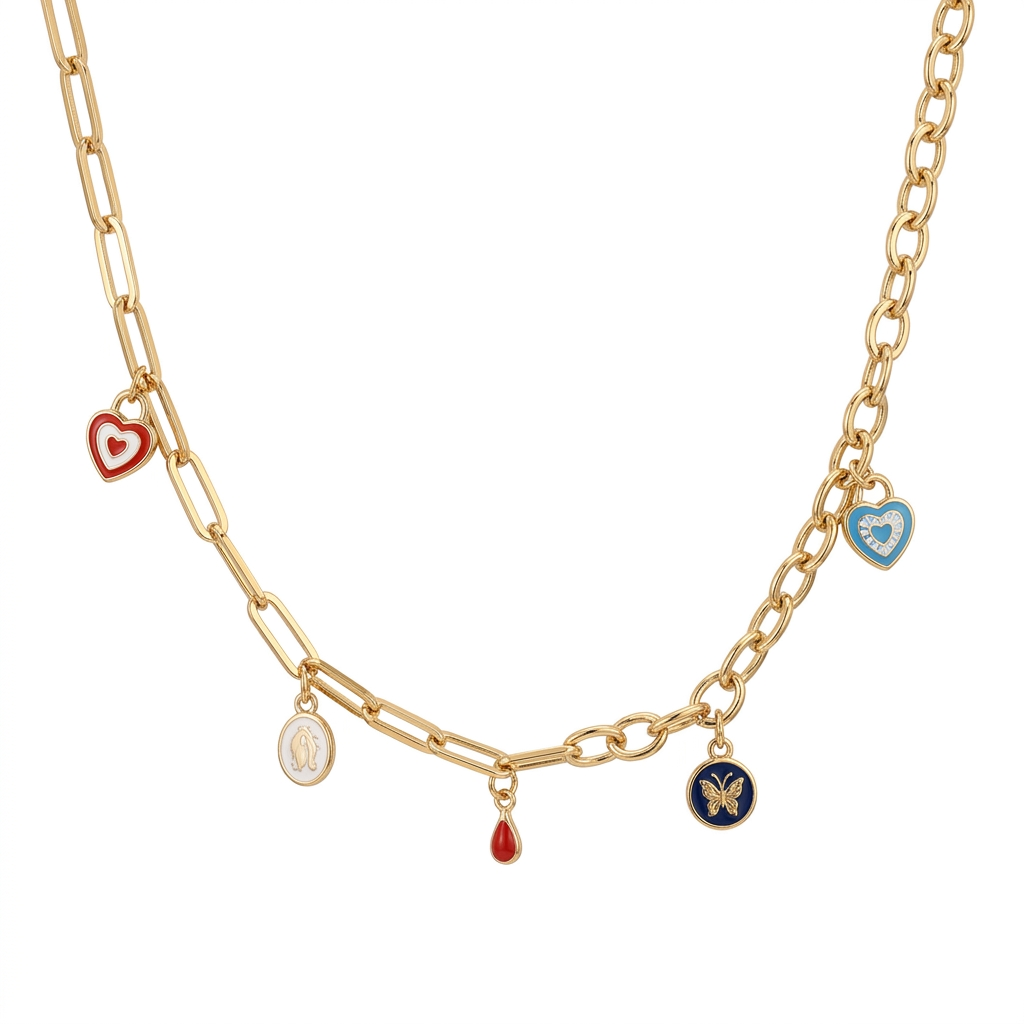 18K Gold Kids Necklace Lots of Fun