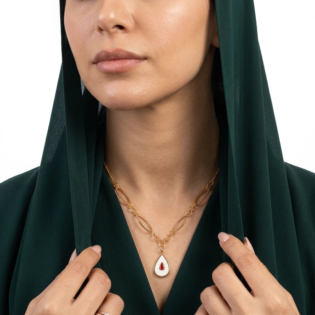 18K Gold Water Droplet Pendant Necklace