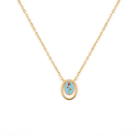 18K Gold Necklace with Interlocking Circles Pendant Design