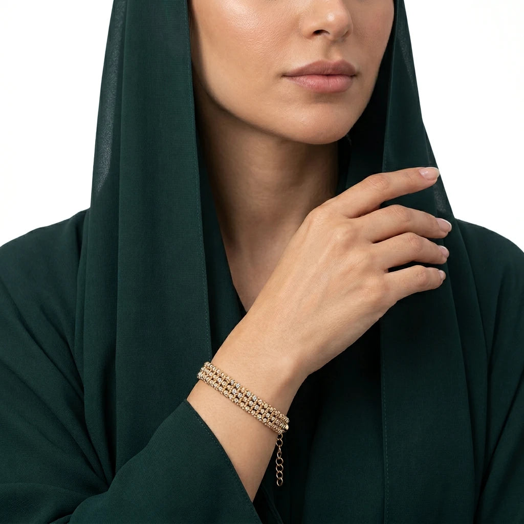 اسورة من الذهب عيار 18 بتصميم ثلاثي كلاسيكي