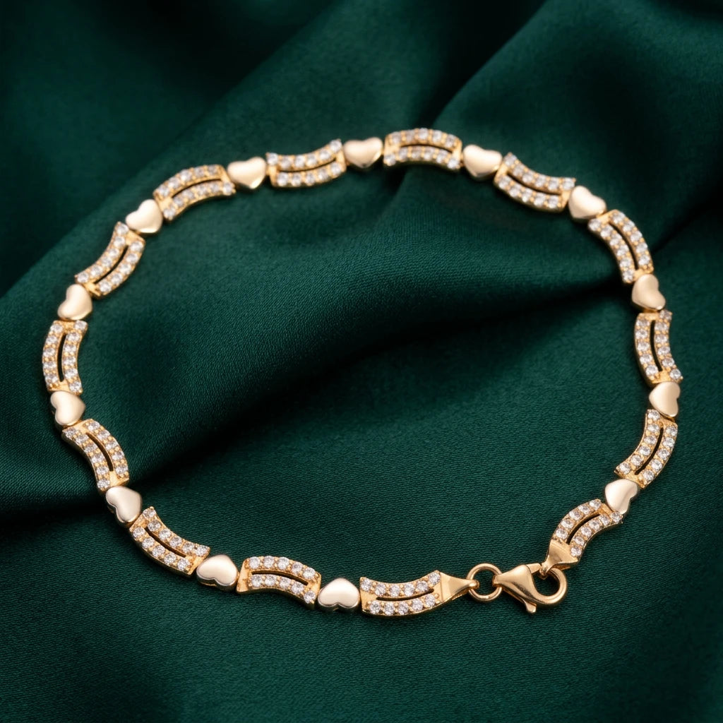 18K Gold Heart Bracelet with Gemstones