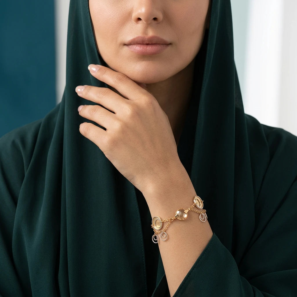 اسوارة ذهب عيار 18 دوائر متداخلة