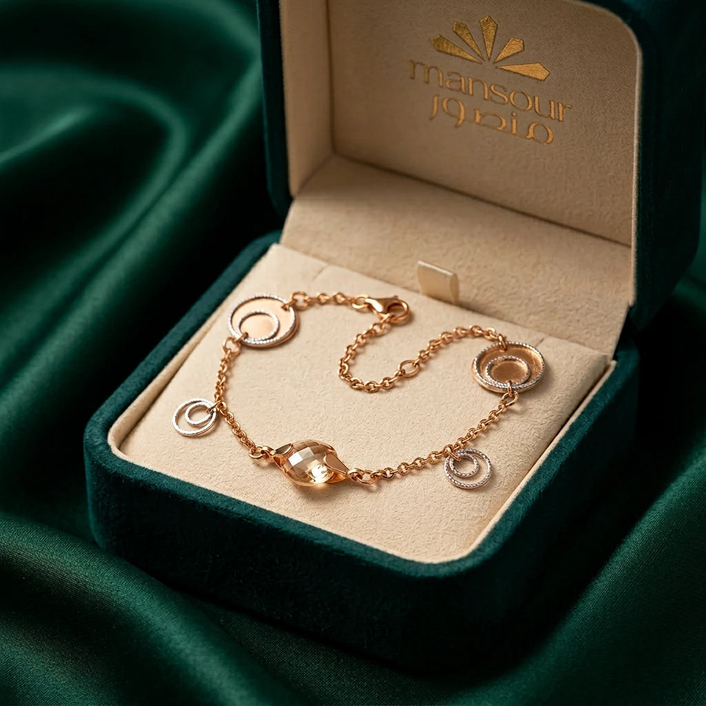 اسوارة ذهب عيار 18 دوائر متداخلة