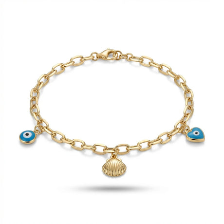 18K Gold Kids Bracelet with Playful Pendants