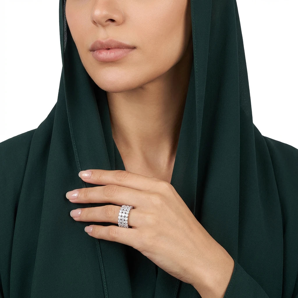 خاتم ذهب عيار 18 نيتا بفصوص لامعة