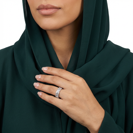 خاتم ارجين ذهب عيار 18 بفصوص لامعة