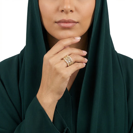 دبلة ذهب عيار 18 روزيلا بفصوص لامعة