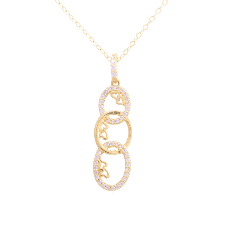 18K Gold Pendant with Triple Earrings Design