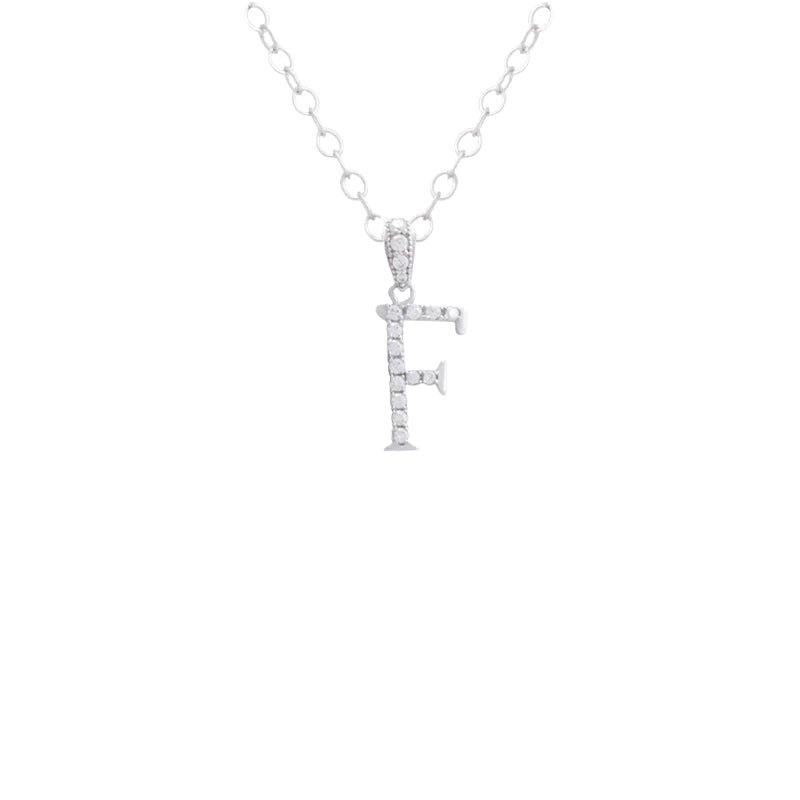 18K Gold Letter F Pendant with Paved Design