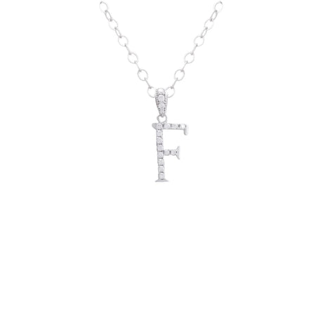 18K Gold Letter F Pendant with Paved Design