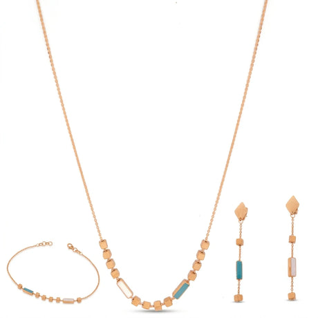 Half-set 18K gold rectangular geometric touches