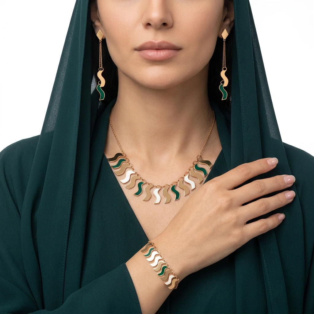 نصف طقم من الذهب عيار 18 قيراطًا - أمواج