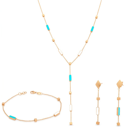 Half 18K Gold Geometric Rectangle Set