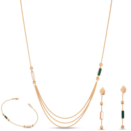 18K gold half-set with geometric pendants