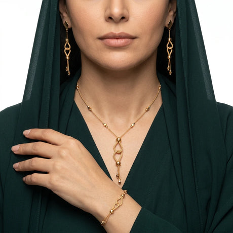 18K Gold Half Set with Twisted Ropes Balls Design