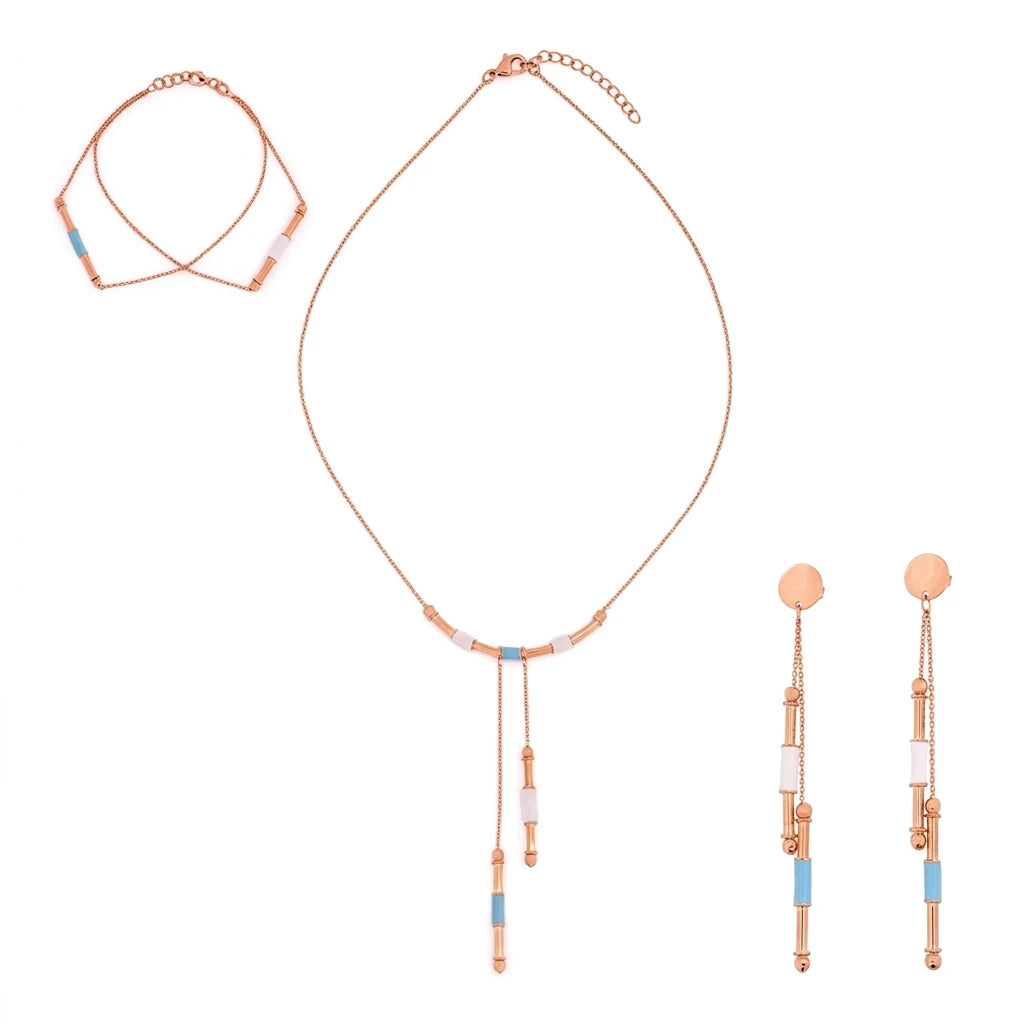 Half-set of 18k gold, Lariat design