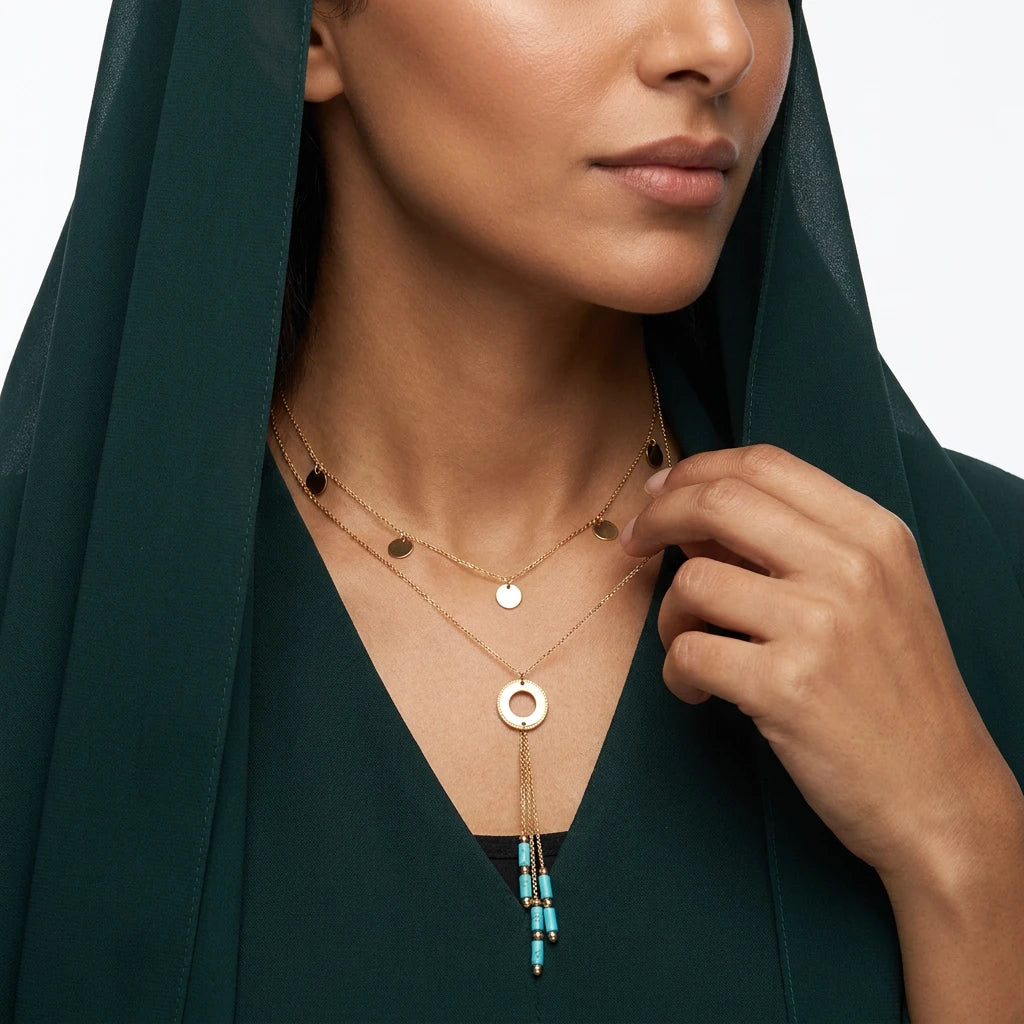 18K Gold Necklace Sunset Moons