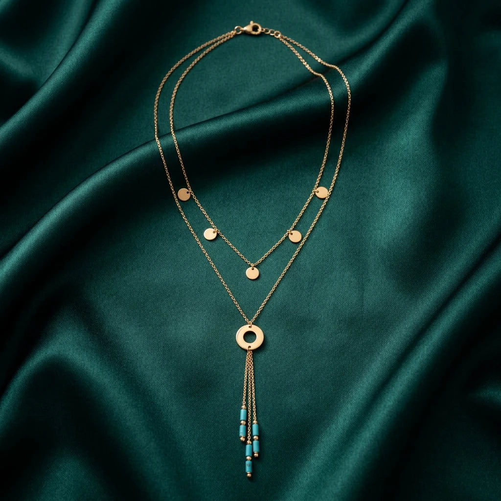 18K Gold Necklace Sunset Moons