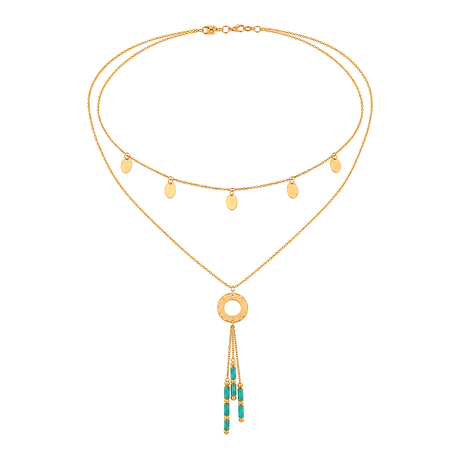 18K Gold Necklace with Layered Design