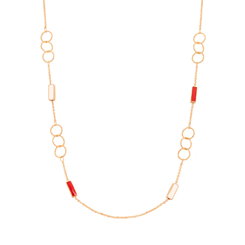 18K Gold Necklace with Repeated Earrings Design