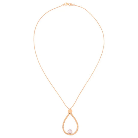 18K Gold Necklace with Dangling Teardrop Design
