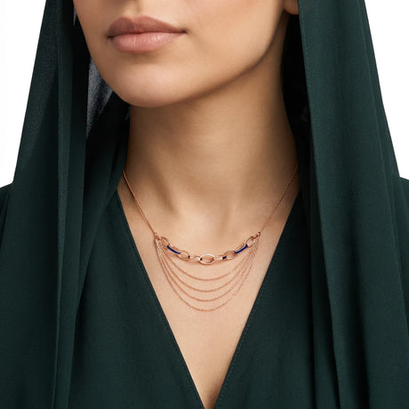 سلسلة ذهب عيار 18 بطبقات متدلية