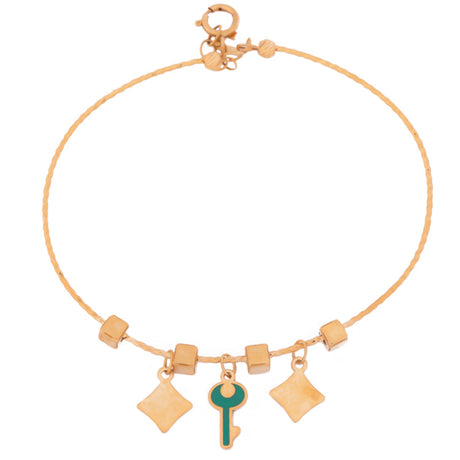 18K Gold Children's Bracelet with Key and Pens Charms