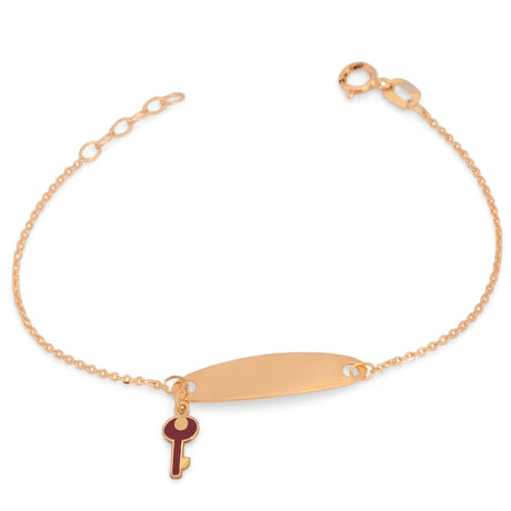 18K Gold Kids Chain Bracelet with Key To Happiness Design