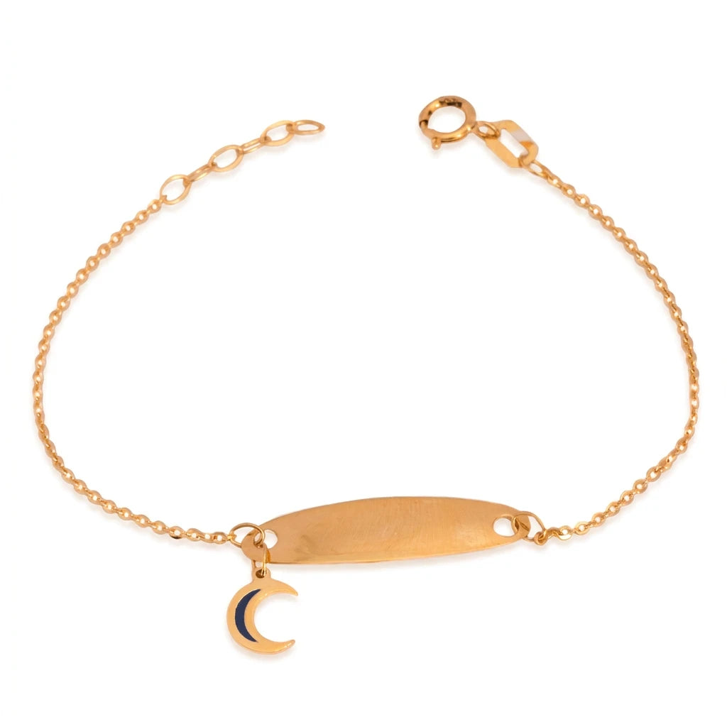 18K Chain Bracelet with Crescent Design