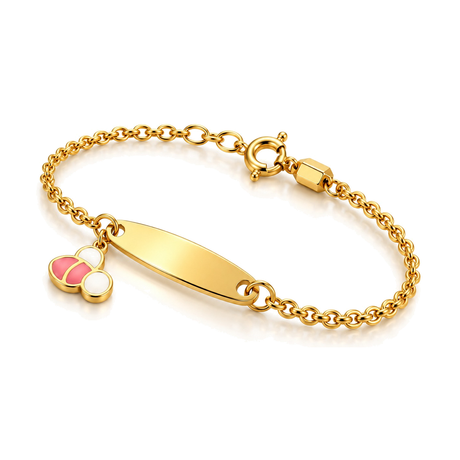 18K Gold Kids Chain Bracelet Colorful Bee Design