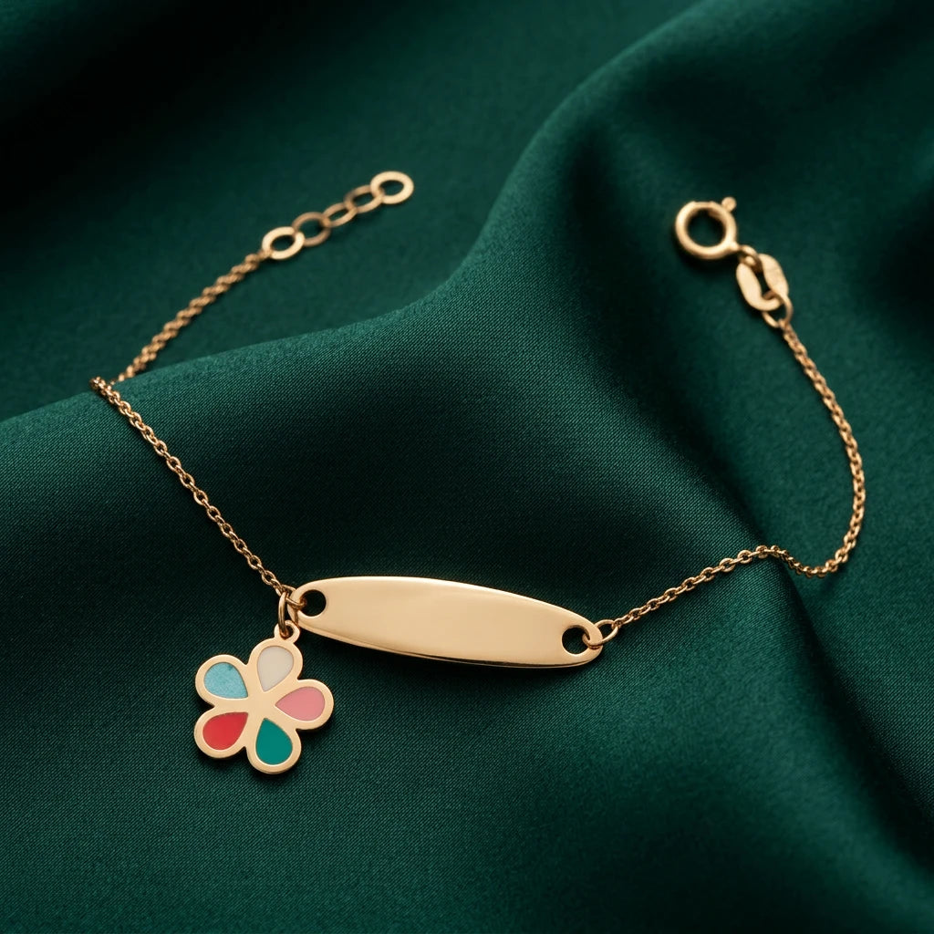 18K Gold Chain Bracelet with Spring Blossom Design