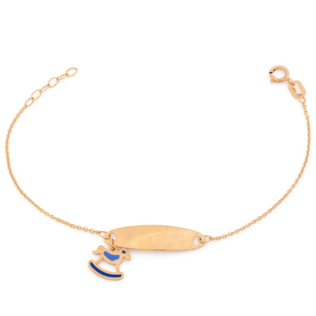 18K Gold Children's Bracelet with Rocking Horse Pendant