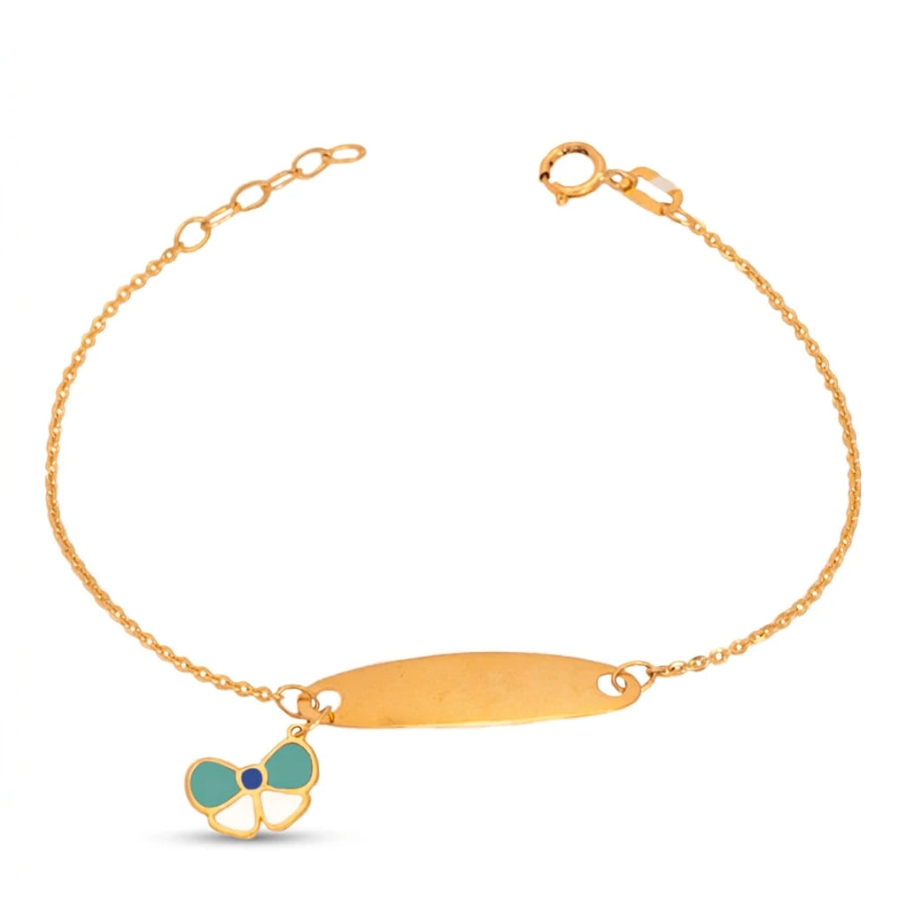 18K Gold Kids Chain Bracelet with Bow Design