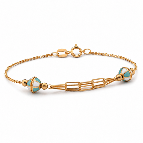 18K Chain Bracelet with Paths Happiness Design